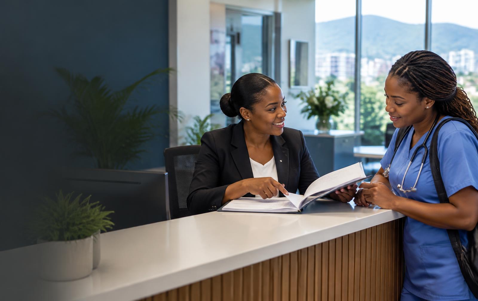 Council staff member assisting a visitor