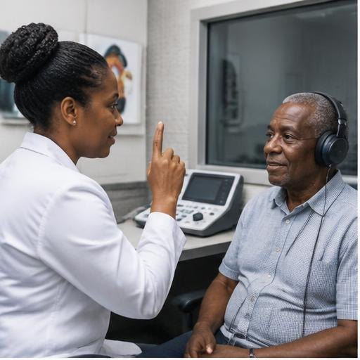 Audiology professional at work