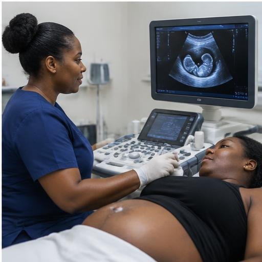 Ultrasonography professional at work